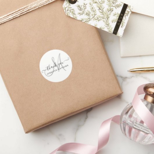 Hartelijk dank voor de elegante Typografie Chic Bl Ronde Sticker