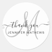 Hartelijk dank voor de elegante Typografie Chic Bl Ronde Sticker (Voorkant)