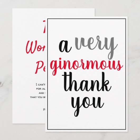 Hartelijk dank voor de enorme waardering Red Black Bedankkaart (Voorkant / Achterkant)