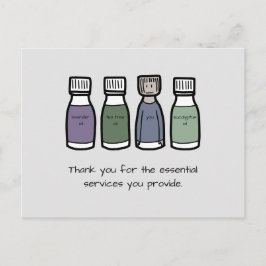 "Hartelijk dank voor de essentiële diensten die u  Briefkaart
