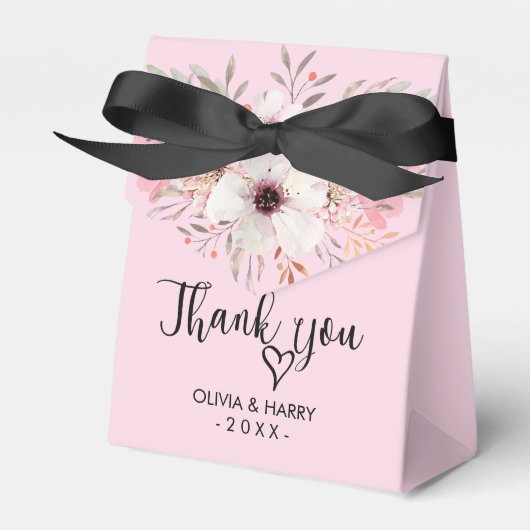 Hartelijk dank voor de Floral Wedding Favor Box -  Bedankdoosjes (Voorkant Zijde)