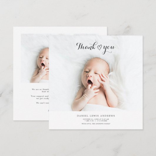 Hartelijk dank voor de foto van het hart aankondiging (Voorkant / Achterkant)