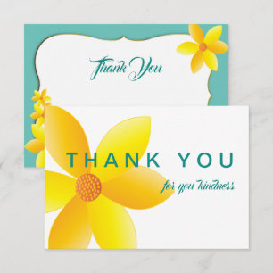 Hartelijk dank voor de Gele Daisies Aqua Blue Bedankkaart