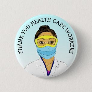 Hartelijk dank voor de gezondheidswerkers ronde button 5,7 cm