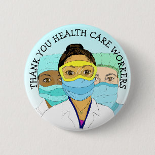 Hartelijk dank voor de gezondheidswerkers ronde button 5,7 cm