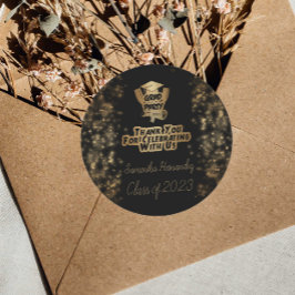 Hartelijk dank voor de Gold Glitter & Black Gradup Ronde Sticker