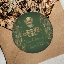 Hartelijk dank voor de Gold Glitter & Green Gradup Ronde Sticker