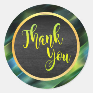 Hartelijk dank voor de Gold Green Glitter Weddensc Ronde Sticker