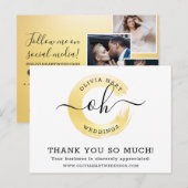 Hartelijk dank voor de Gold Minimalist Swash Chic  Briefkaart (Voorkant / Achterkant)