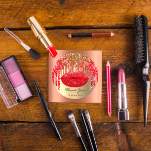 Hartelijk dank voor de Gold Red Lips (Small Busine Ronde Sticker