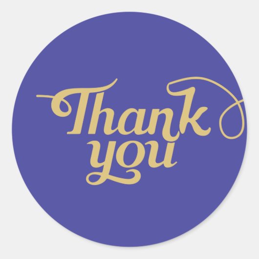 Hartelijk dank voor de goudbekistende blauwe achte ronde sticker (Voorkant)