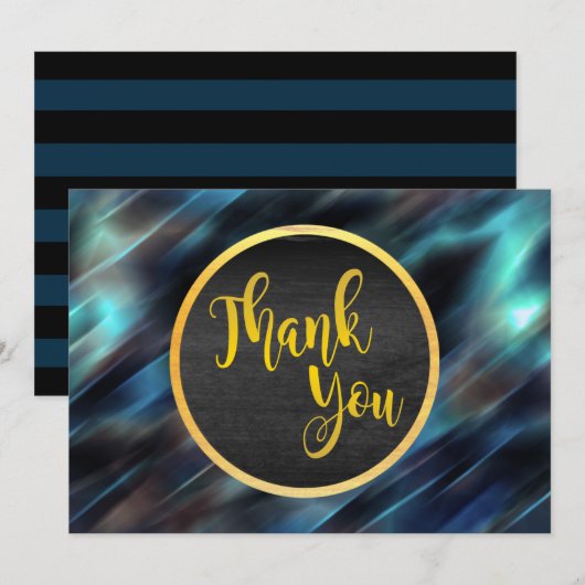 Hartelijk dank voor de goudblauwe gloed bedankkaart (Voorkant / Achterkant)