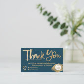 Hartelijk dank voor de gouden borstelvont blauw. visitekaartje (Staand voorkant)