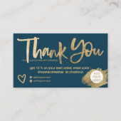 Hartelijk dank voor de gouden borstelvont blauw. visitekaartje (Voorkant)