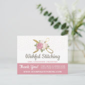Hartelijk dank voor de gouden naaischaar Shabby Ch Briefkaart (Staand voorkant)