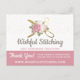 Hartelijk dank voor de gouden naaischaar Shabby Ch Briefkaart