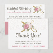 Hartelijk dank voor de gouden naaischaar Shabby Ch Briefkaart (Voorkant / Achterkant)