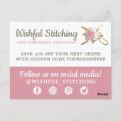 Hartelijk dank voor de gouden naaischaar Shabby Ch Briefkaart (Achterkant)