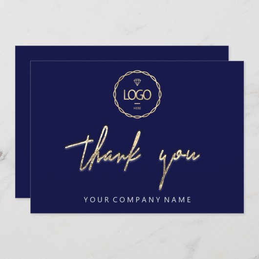 Hartelijk dank voor de gouden Script Business Logo Kaart (Voorkant / Achterkant)