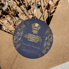 Hartelijk dank voor de gouden zeemacht van Glitter Ronde Sticker