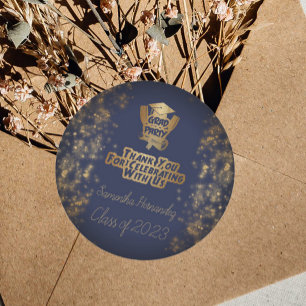 Hartelijk dank voor de gouden zeemacht van Glitter Ronde Sticker