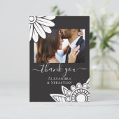 Hartelijk dank voor de grijze witte bloemige Typog Save The Date (Staand voorkant)