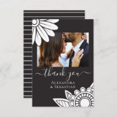 Hartelijk dank voor de grijze witte bloemige Typog Save The Date (Voorkant / Achterkant)