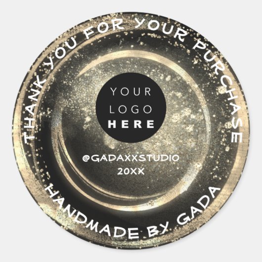 Hartelijk dank voor de handgemaakte Logo Black Whi Ronde Sticker (Voorkant)