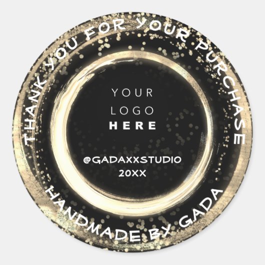 Hartelijk dank voor de handgemaakte zwarte moderne ronde sticker (Voorkant)