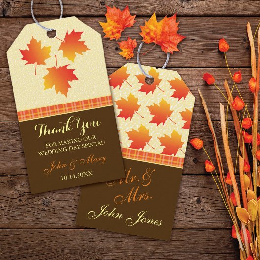 Hartelijk dank voor de herfst van Maple Leaves Wed Cadeaulabel