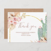 Hartelijk dank voor de kaart Boho Cactus roze bloe (Voorkant / Achterkant)