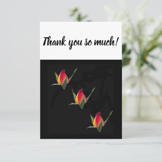 Hartelijk dank voor de kaart met rozen knoppen (Staand voorkant)