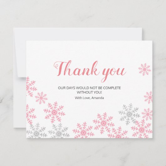 Hartelijk dank voor de kaart Roze Silver Winter Sn (Voorkant)