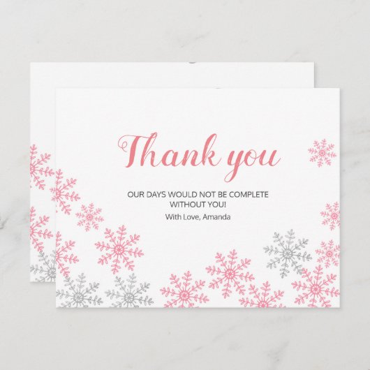 Hartelijk dank voor de kaart Roze Silver Winter Sn (Voorkant / Achterkant)