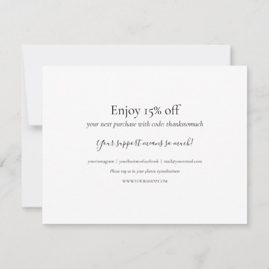 Hartelijk dank voor de Kaart Winkelkorting (Achterkant)