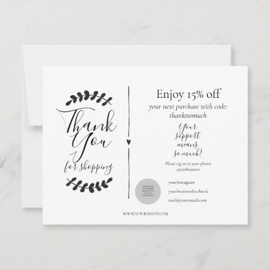 Hartelijk dank voor de Kaart Winkelkorting (Voorkant)