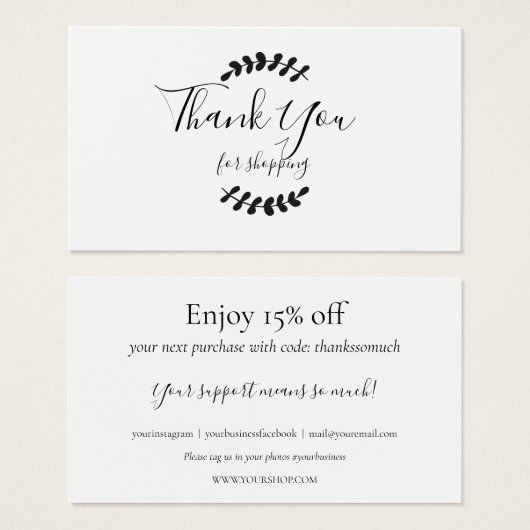 Hartelijk dank voor de Kaart Winkelkorting (Voorkant /achterkant)