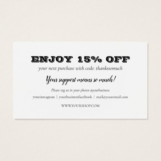 Hartelijk dank voor de Kaart Winkelkorting (Achterkant)