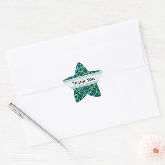 Hartelijk dank voor de Keltische Knot Blue Green S Ster Sticker (Envelop)