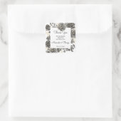 Hartelijk dank voor de komst van Black Rozen Weddi Vierkante Sticker (Tas)