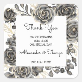 Hartelijk dank voor de komst van Black Rozen Weddi Vierkante Sticker