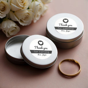 Hartelijk dank voor de komst van Heart Modern Blac Ronde Sticker