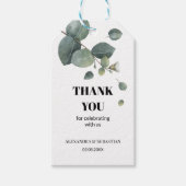 Hartelijk dank voor de komst van het eucalyptusbru cadeaulabel (Voorkant)