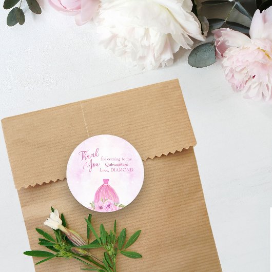 Hartelijk dank voor de komst van Pink Floral Princ Ronde Sticker