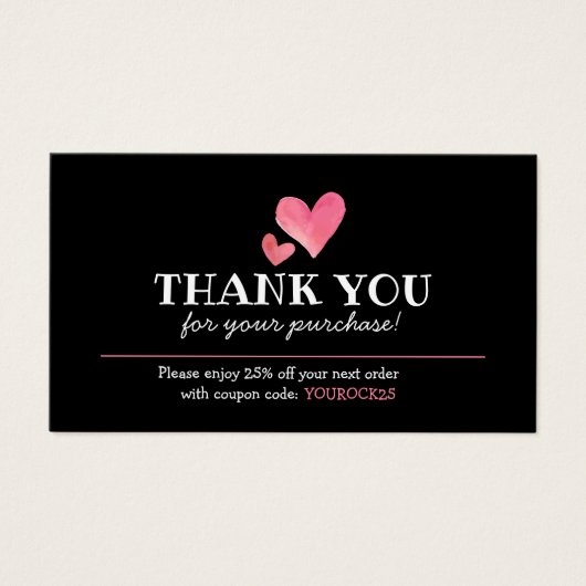 Hartelijk dank voor de korting op je winkelwagentj visitekaartje (Voorkant)