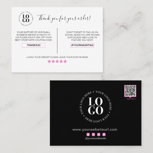 Hartelijk dank voor de korting op uw bestelling vo visitekaartje (Voorkant / Achterkant)