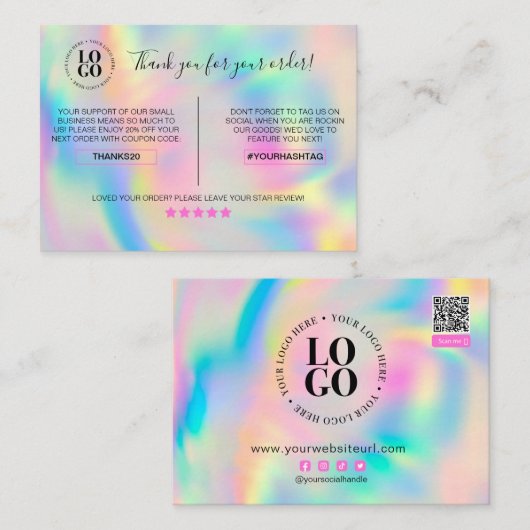 Hartelijk dank voor de korting op uw bestelling vo visitekaartje (Voorkant / Achterkant)