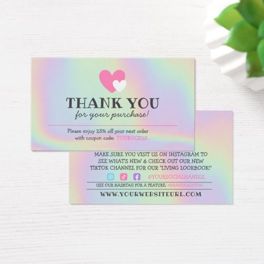 Hartelijk dank voor de Kute Hearts Discount Card. Visitekaartje (Bureau)