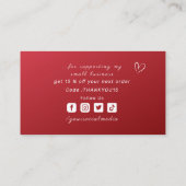 Hartelijk dank voor de lichtbundige rode ombre soc visitekaartje (Achterkant)