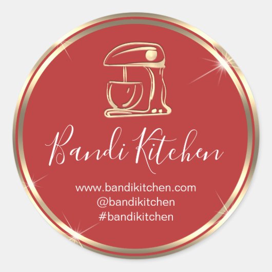 Hartelijk dank voor de Logo Kitchen die Chef Red G Ronde Sticker (Voorkant)